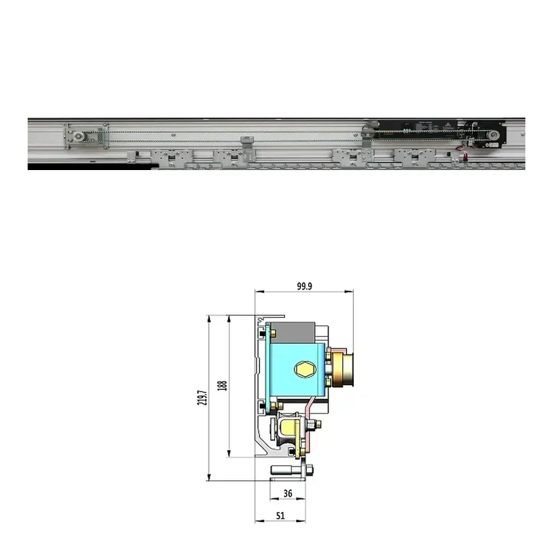 ARW-300 Heavy-Duty Automatic Sliding Door Operator with guide rail cross section