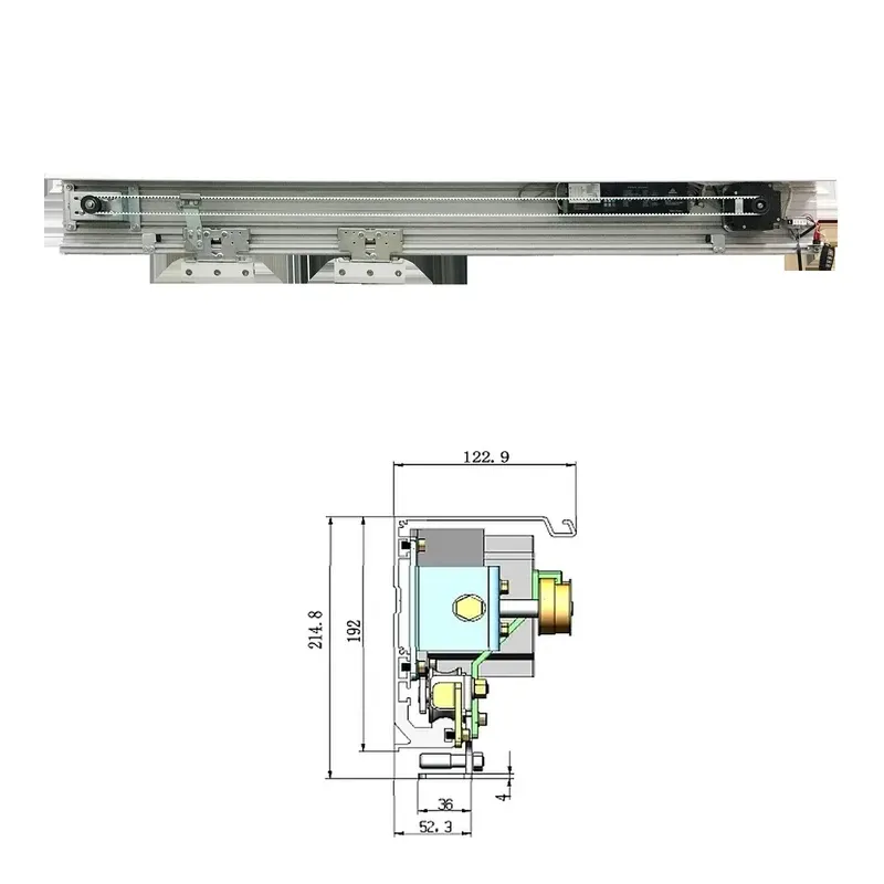 ARW-500 Heavy-Duty Automatic Sliding Door Operator with guide rail cross section