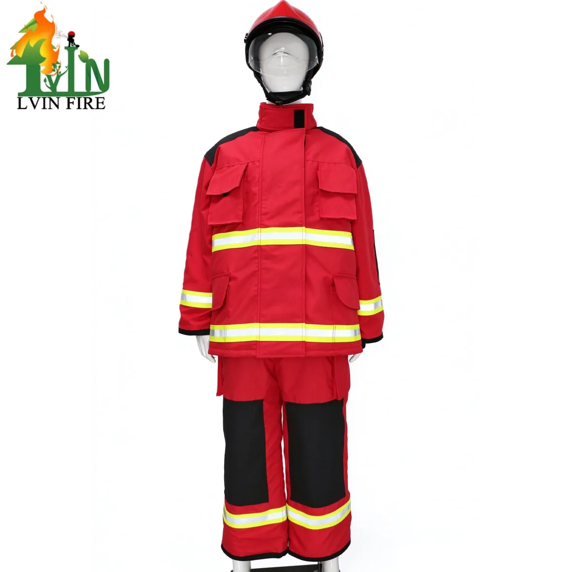 red color fireman suit