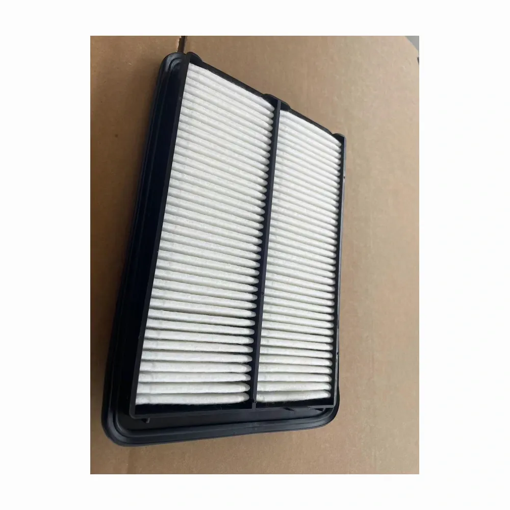 Tapered panel air filter with angled profile