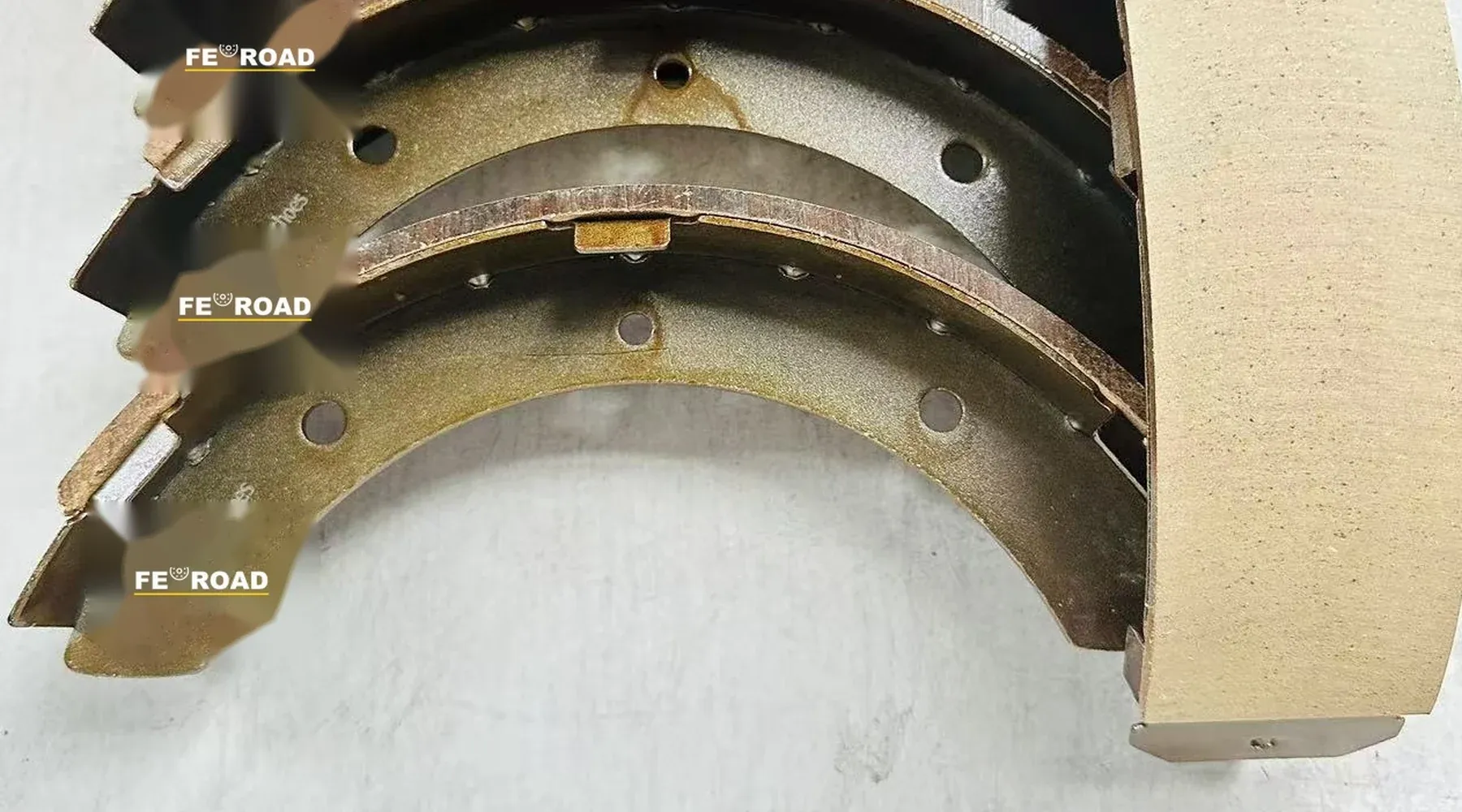 Feoroad brake pad range on a factory bench
