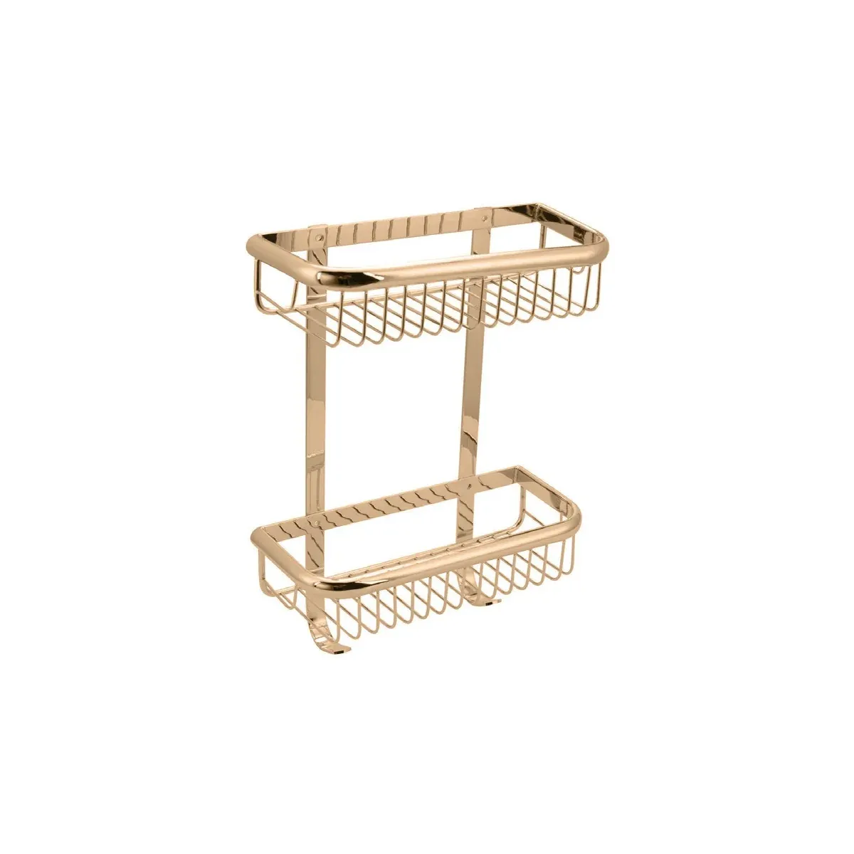 Double-Tier Rectangular Basket with Hooks in Titanium Gold finish, model S92030D-7