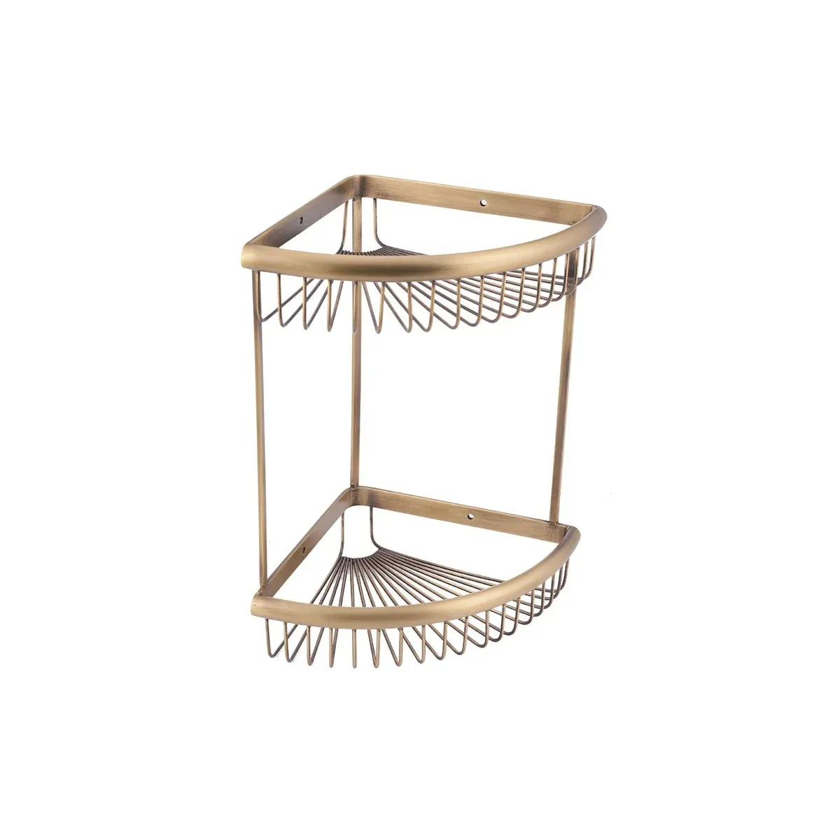 Double-Tier Three-Post Corner Basket in Antique finish, model S96022D-8