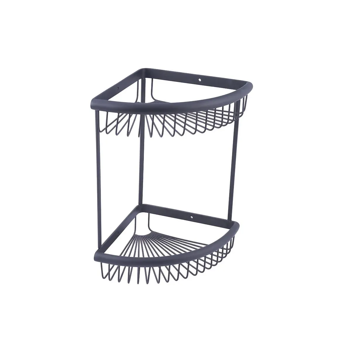 Double-Tier Three-Post Corner Basket in Pearl Black finish, model S96022D-12