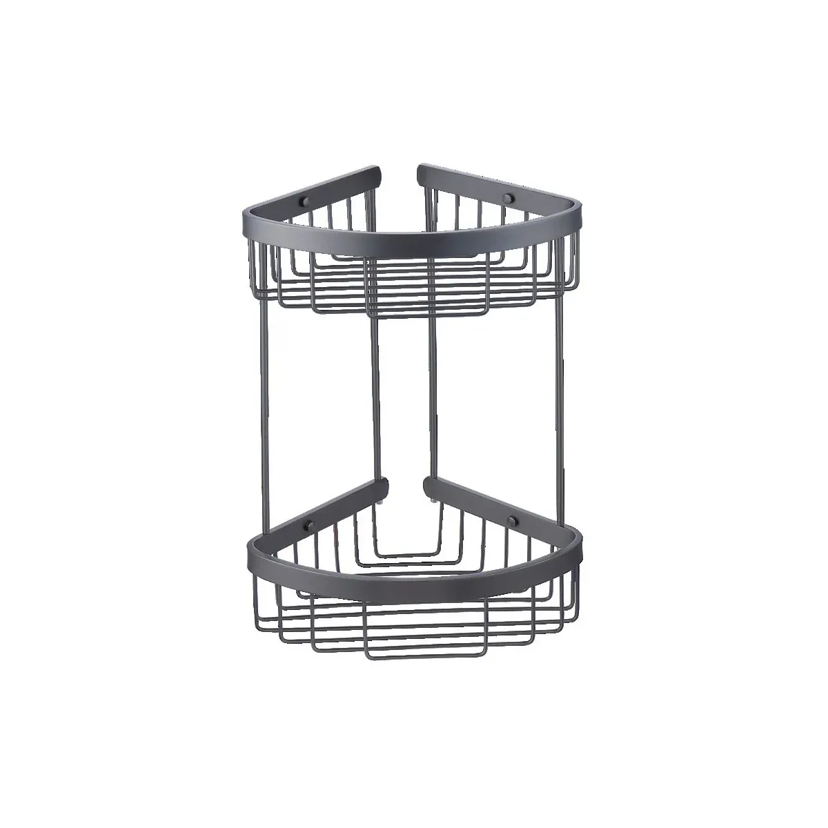 Wide-Rim Double-Tier Corner Basket in Gun Grey finish, model S28022K-15