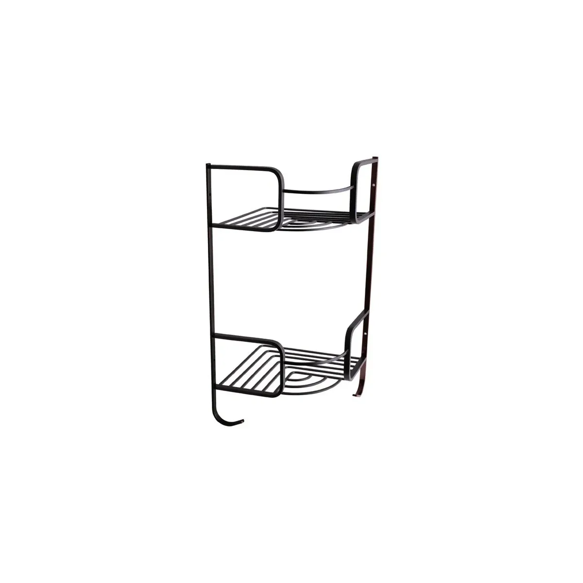 Double-Tier Corner Basket with Hooks in Pearl Black finish, model S217-12
