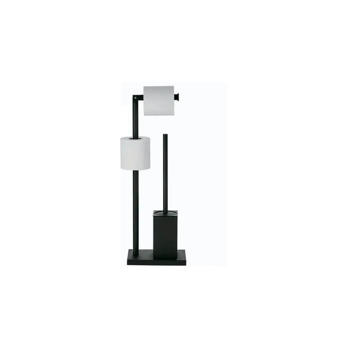 Free-Standing Tissue Holder with Toilet Brush in Matte Black finish, model 8102