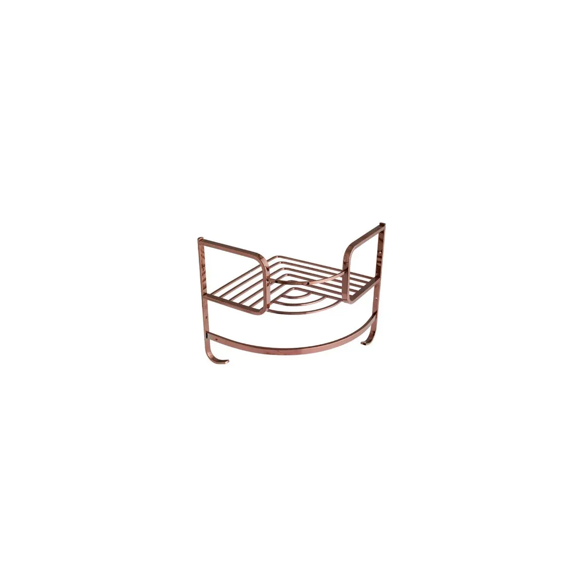 Single-Tier Corner Basket with Rod in Rose Gold finish, model S117-6