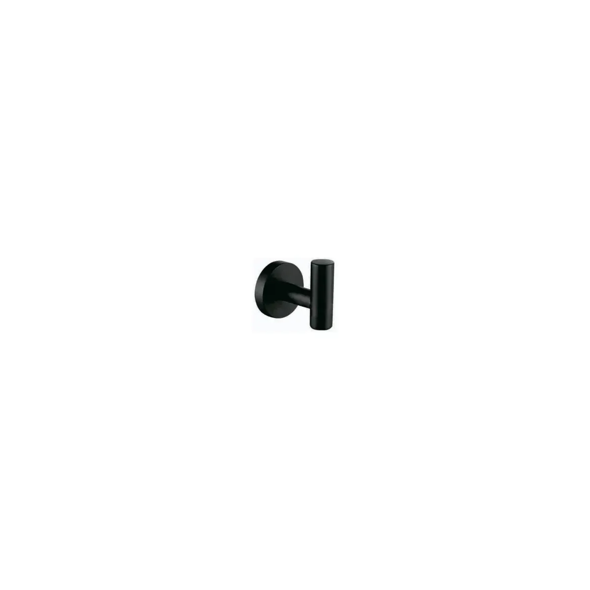 Round Coat Hook with Peg in Matte Black finish, model 9507