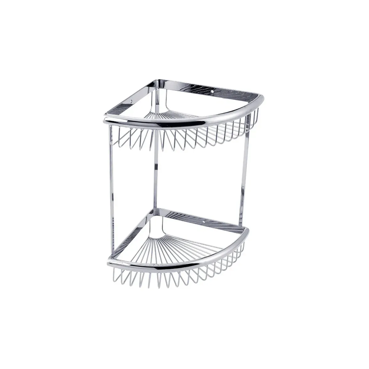 Double-Tier Three-Post Corner Basket in Chrome finish, model S96022D-2