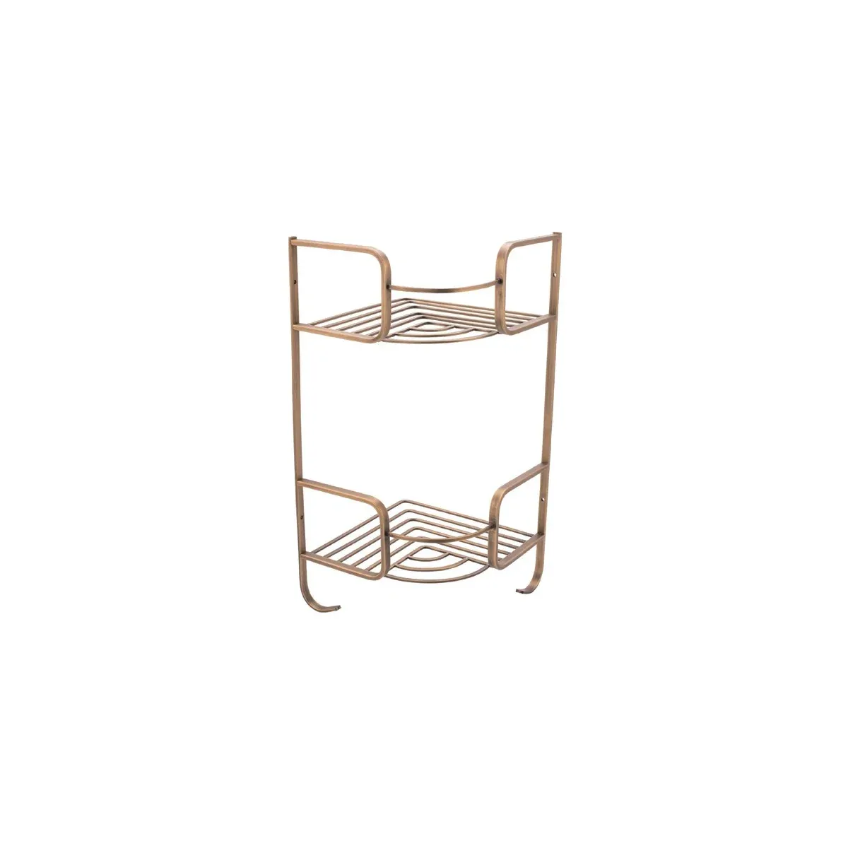 Double-Tier Corner Basket with Hooks in Titanium Gold finish, model S217-7