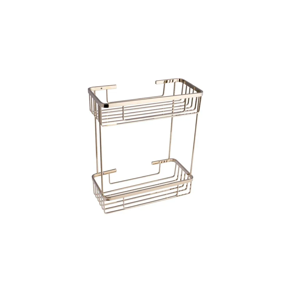 Flat-Wire Double-Tier Rectangular Basket in Zircon Gold finish, model S18030K-5