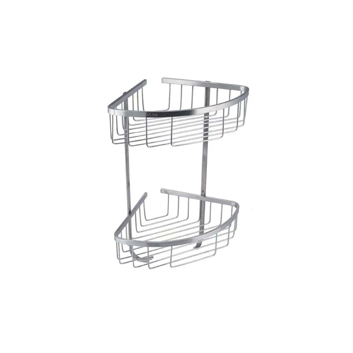 Double-Tier Corner Basket with Hooks in Brushed finish, model S12022K-1