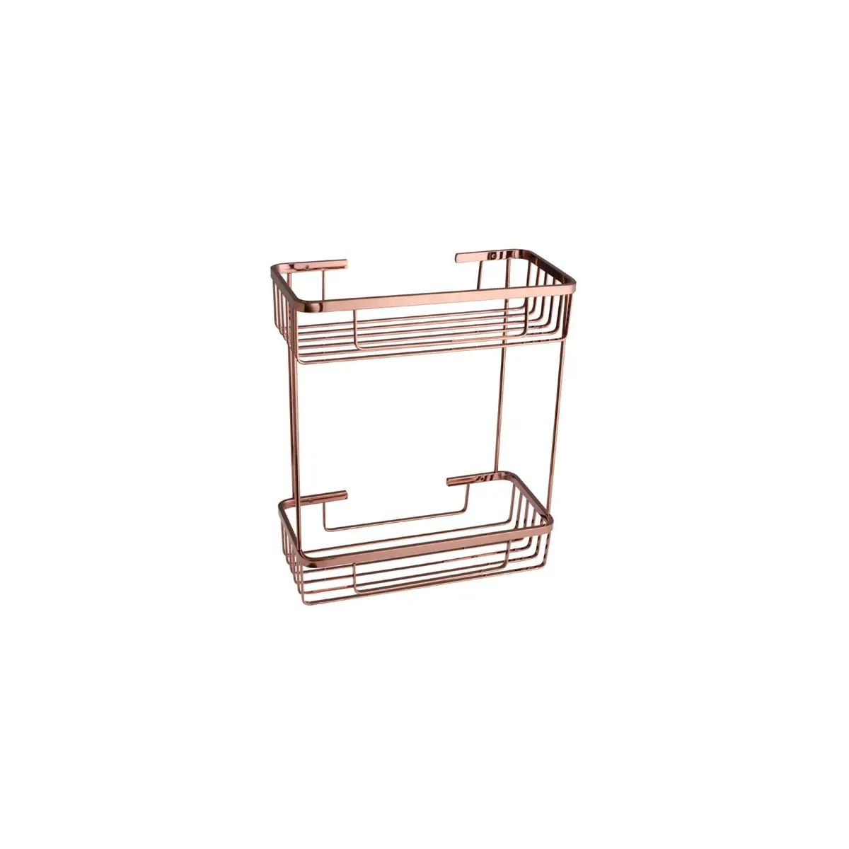 Flat-Wire Double-Tier Rectangular Basket in Rose Gold finish, model S18030K-6