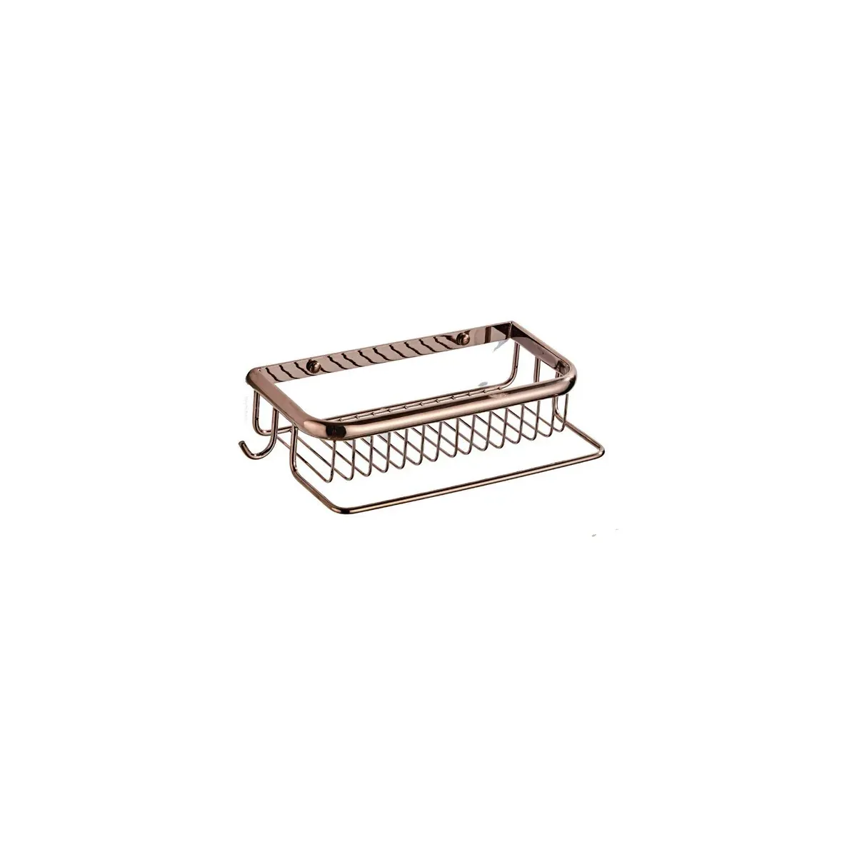 Rectangular Basket with Towel Bar in Rose Gold finish, model S910130D-6