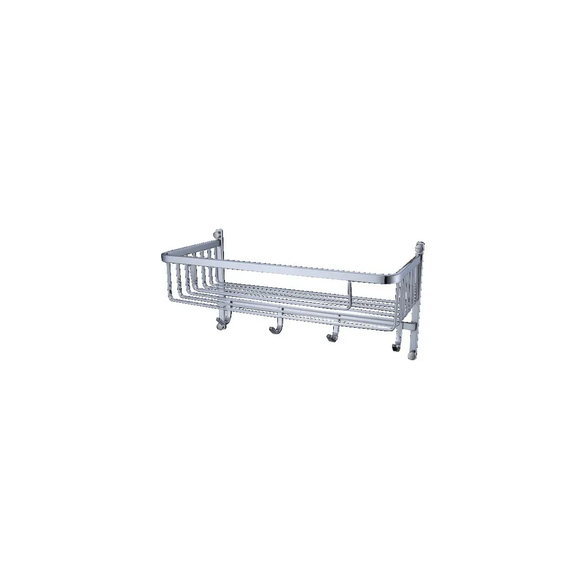 Rectangular Basket with Hooks in Chrome finish, model S350-2