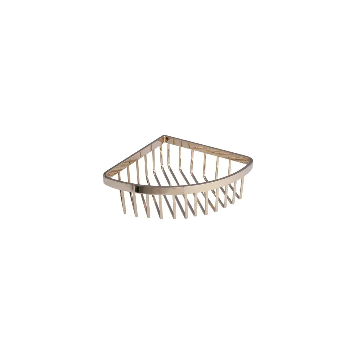 Flat-Wire Single-Tier Triangle Corner Basket in Zircon Gold finish, model S11022D-5