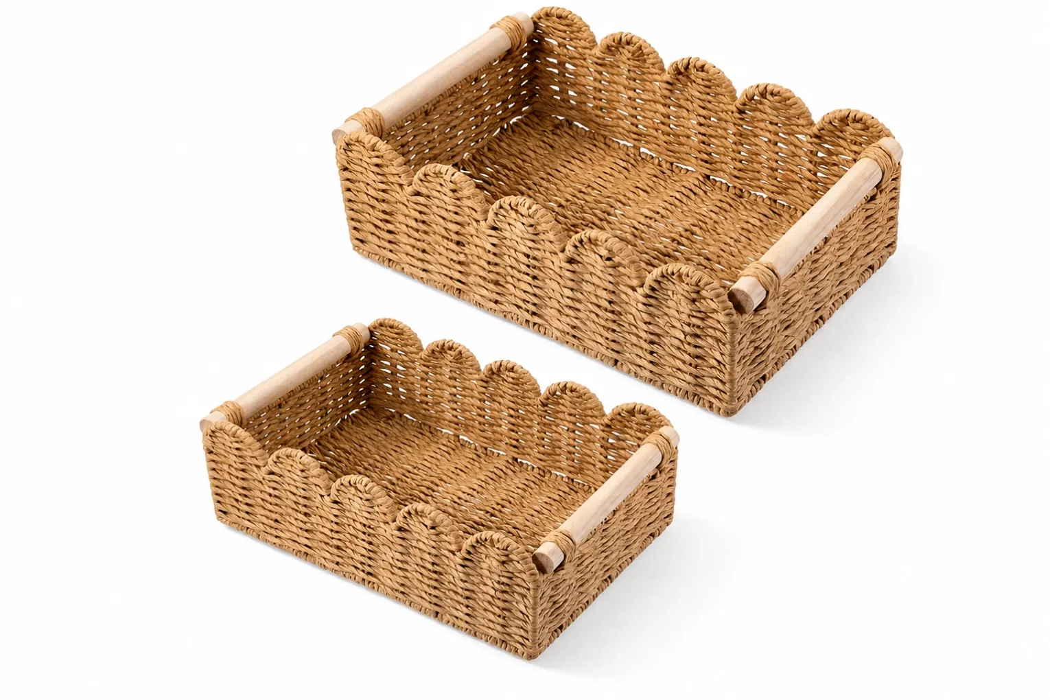 Woven paper rope storage basket for home organization