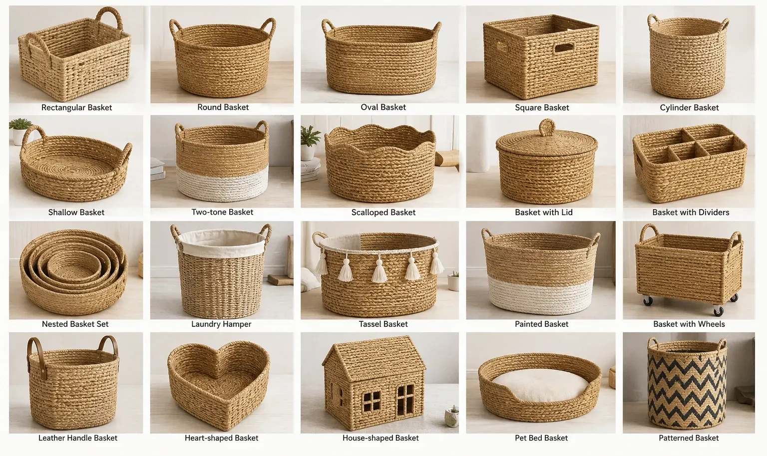 Paper rope storage baskets for shelf and home organization