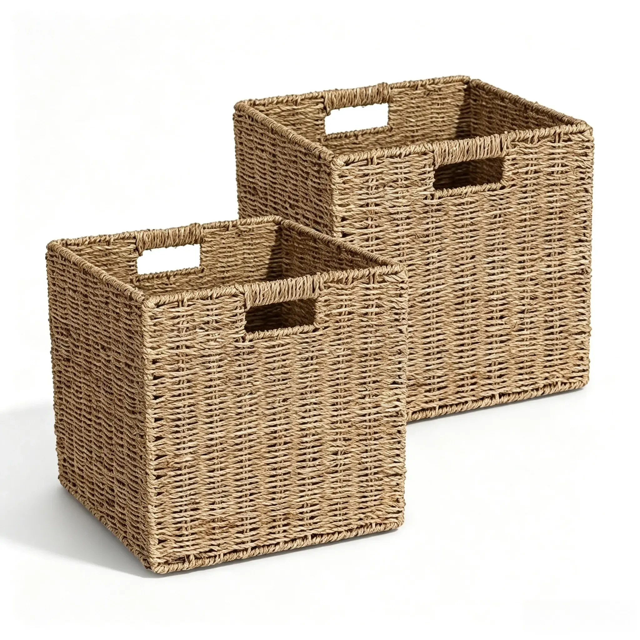 Handwoven seagrass storage basket for home organization