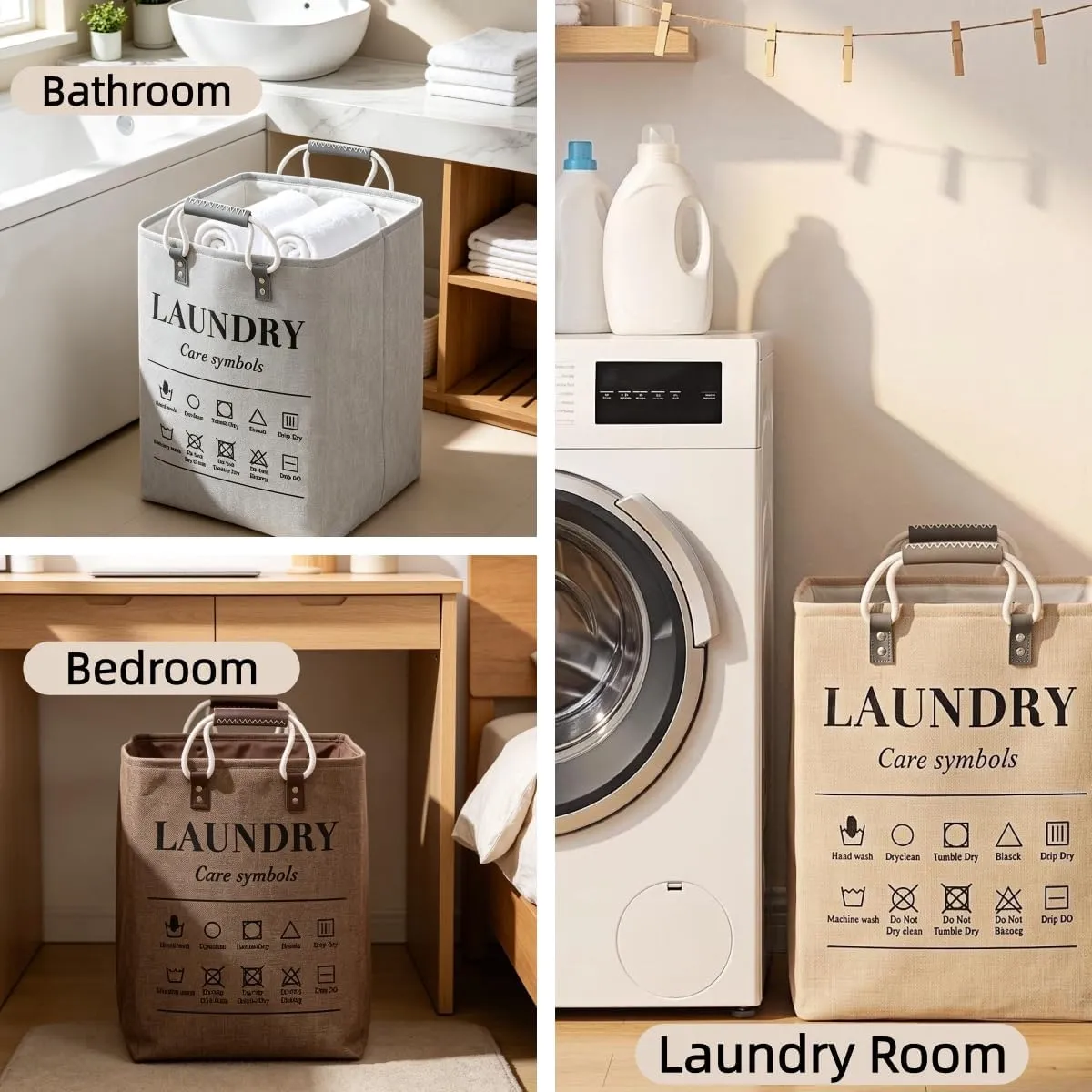 Flax laundry hamper for bedroom and laundry room storage