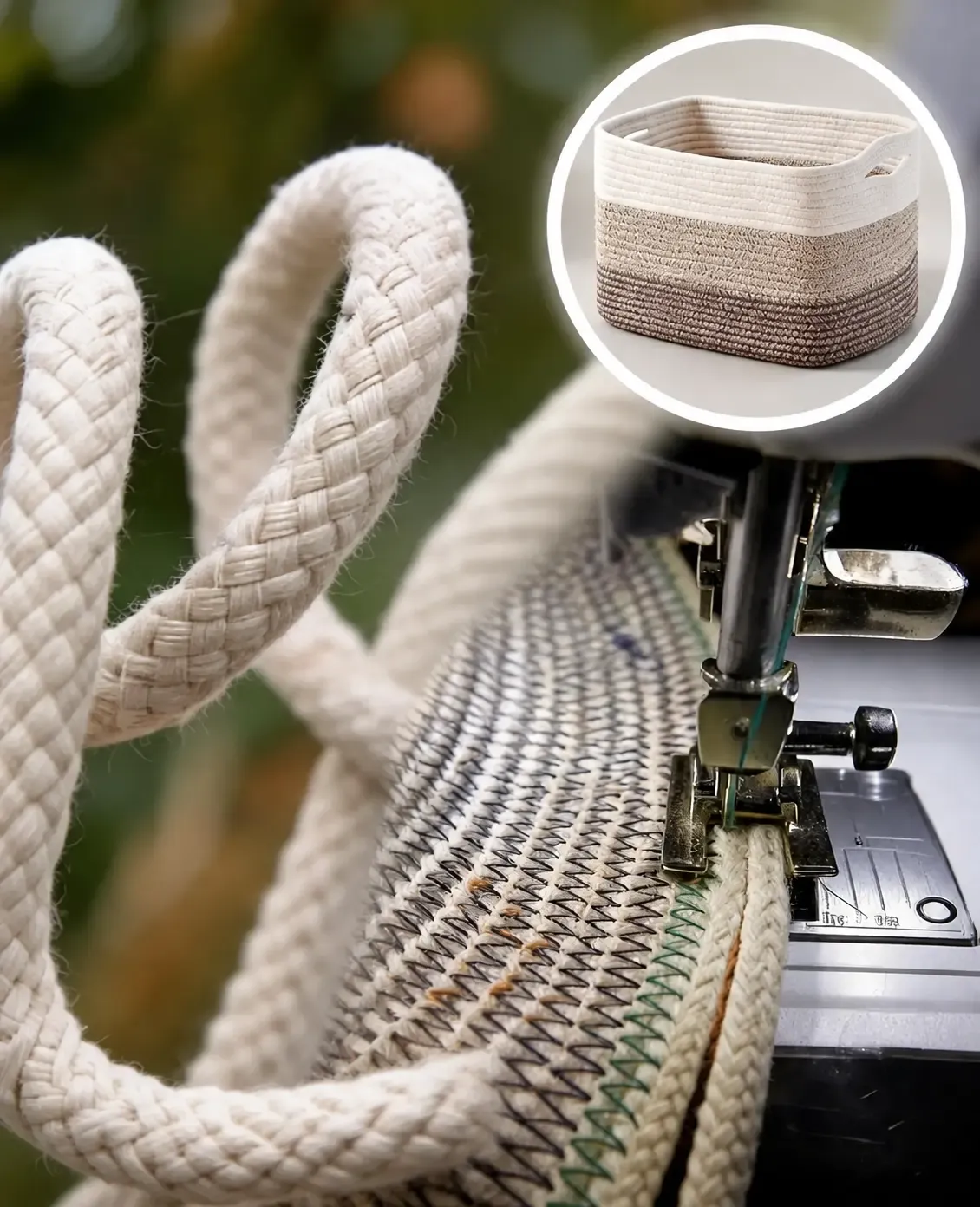 Cotton rope basket craftsmanship and sewing process