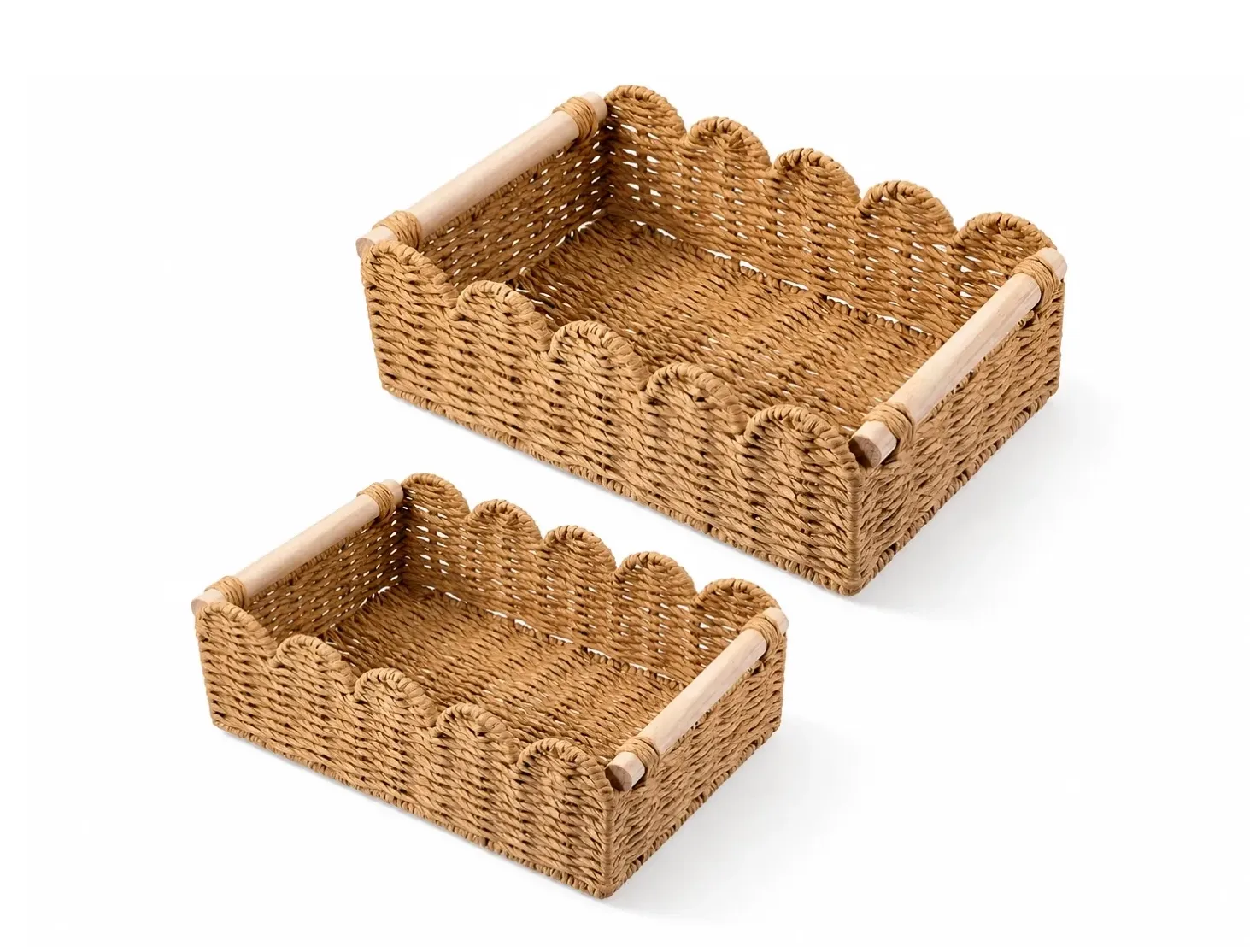 Woven paper rope storage basket for home organization
