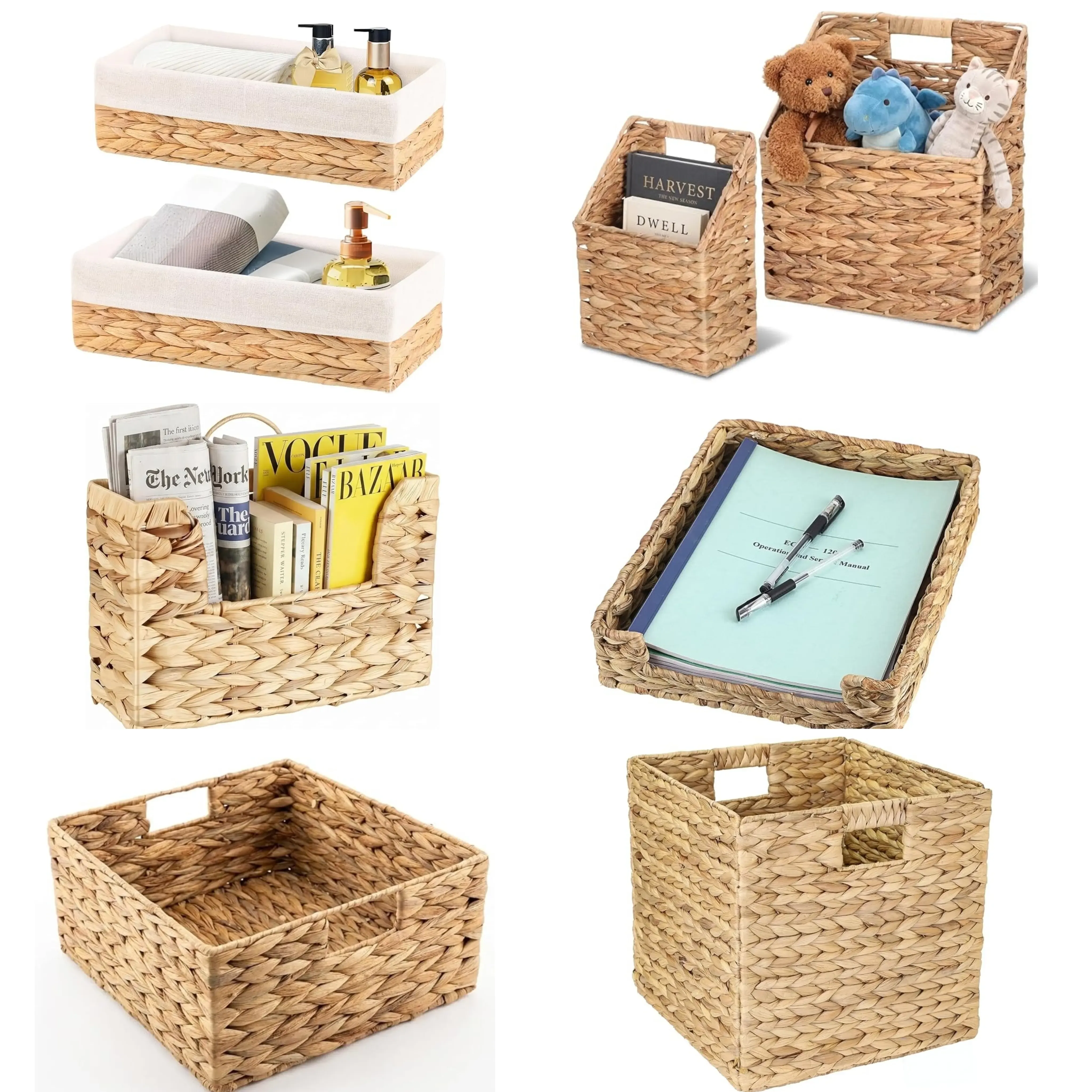 Custom water hyacinth storage baskets in different shapes and sizes