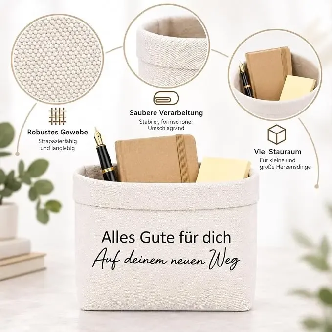 Canvas storage basket with detailed fabric and stitching