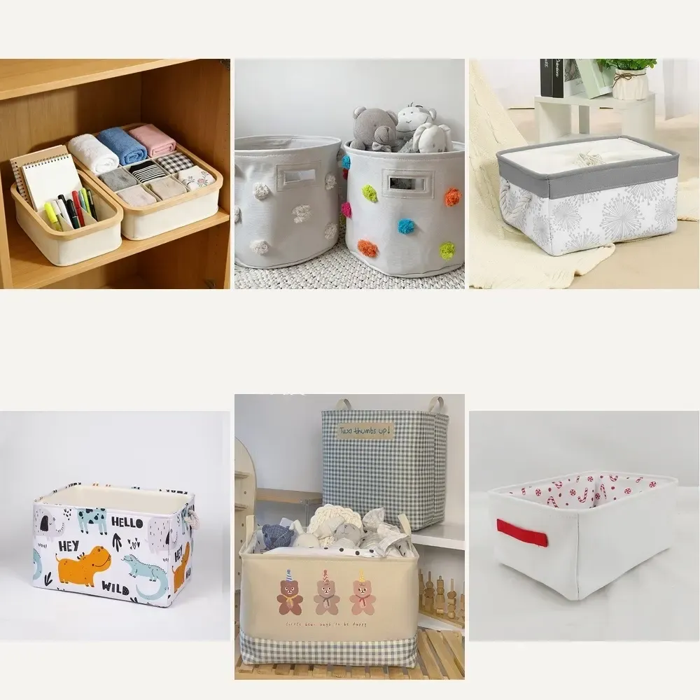 Canvas storage baskets in different shapes and sizes
