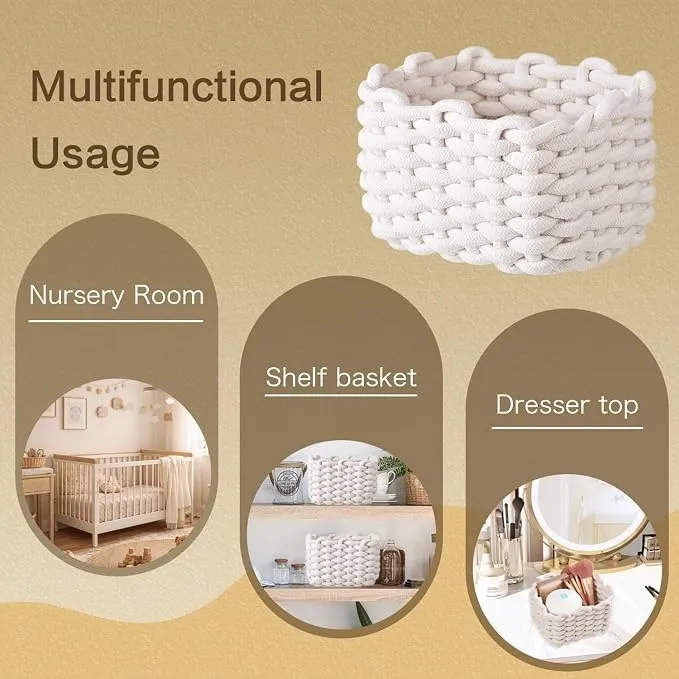Cotton rope storage basket for blankets toys laundry and home organization