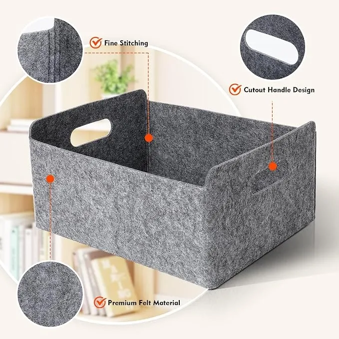 Close-up of felt fabric texture on storage basket