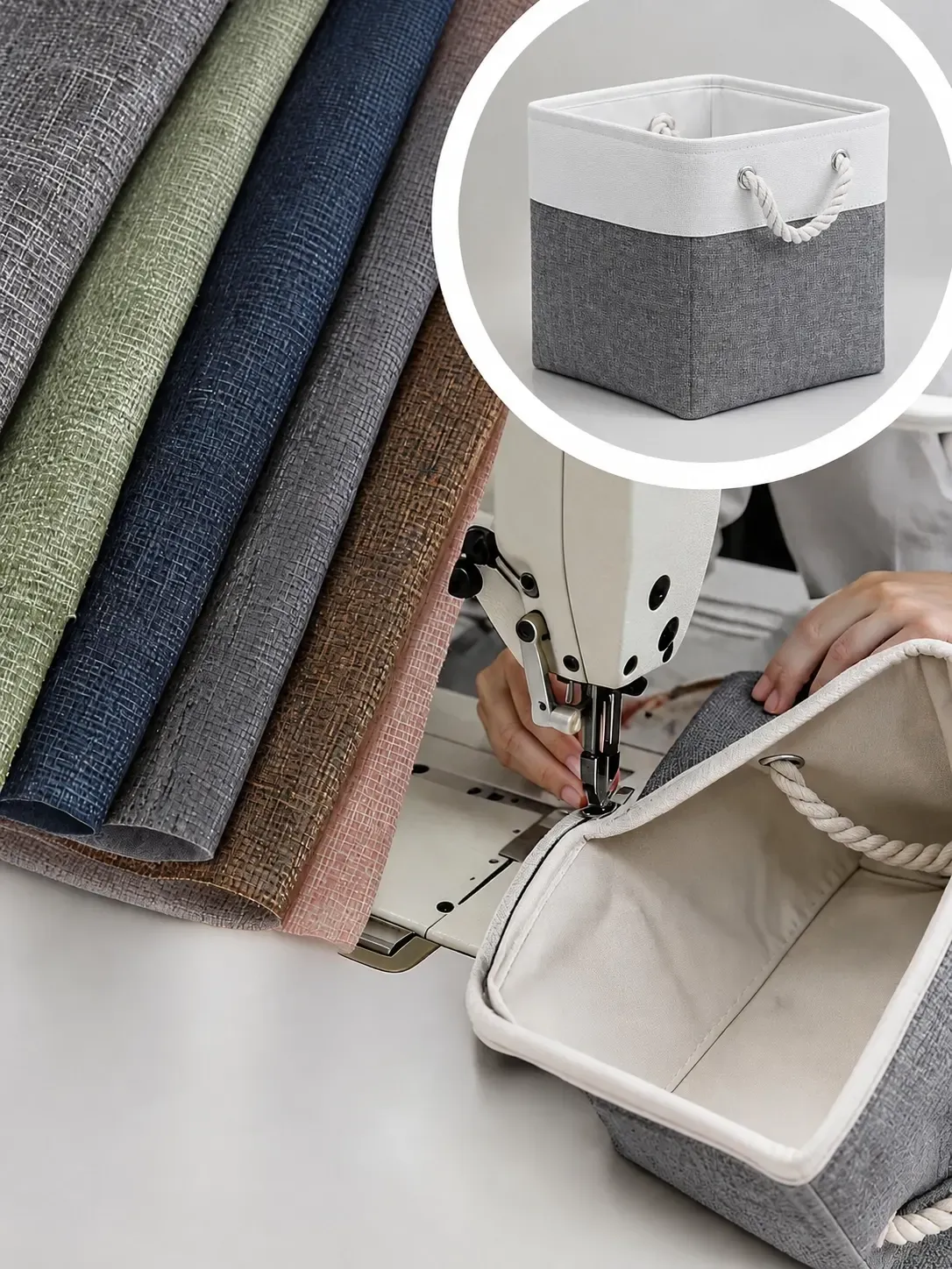 Fabric storage basket materials and sewing craftsmanship