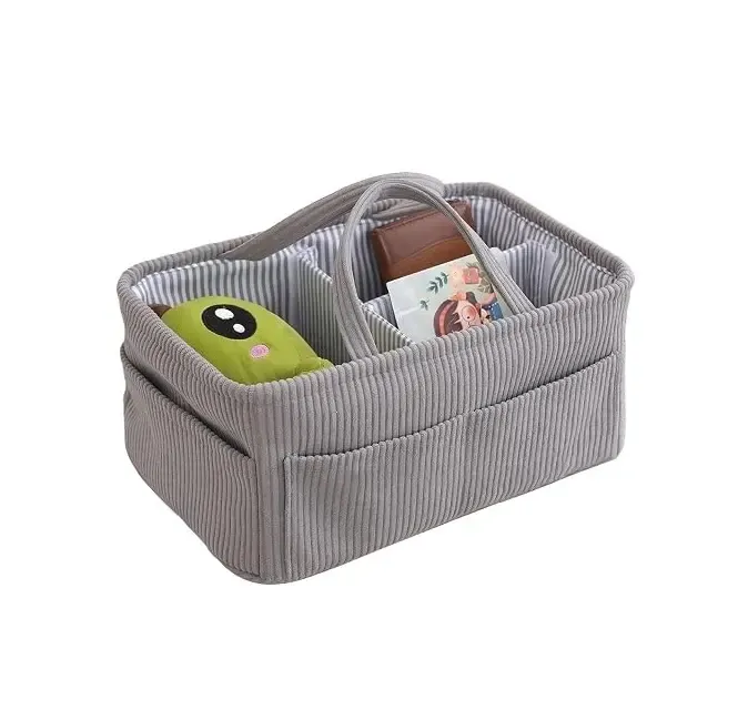Corduroy storage basket for home organization