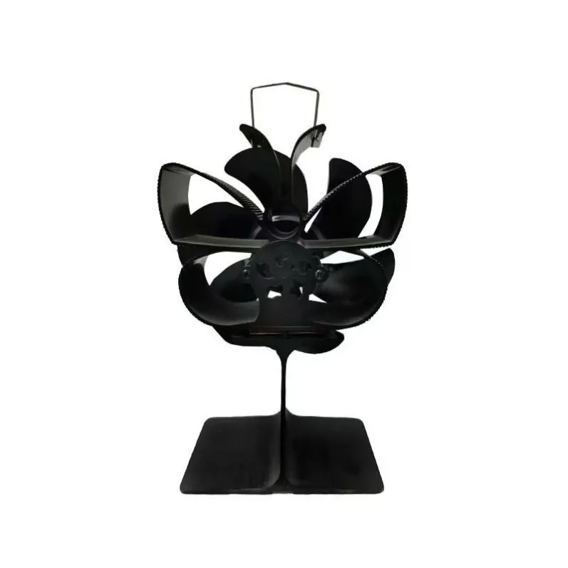 Black butterfly style wood stove fan side view