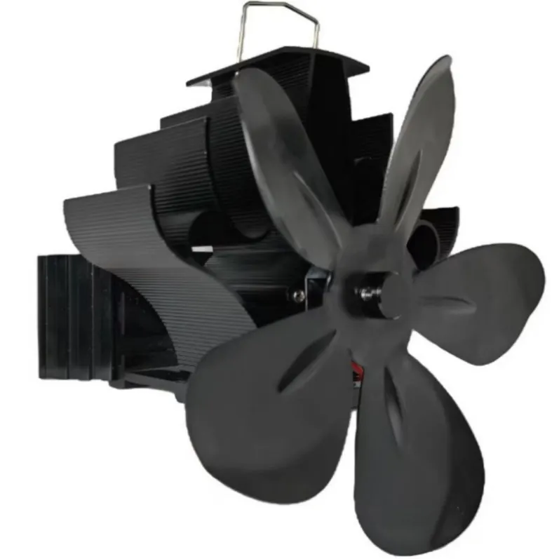 Torch style clamp mounted 5-blade heat powered stove fan (2)