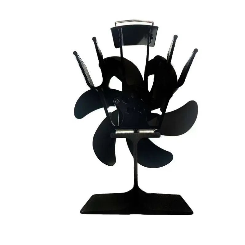 Black diamond style wood stove fan side view