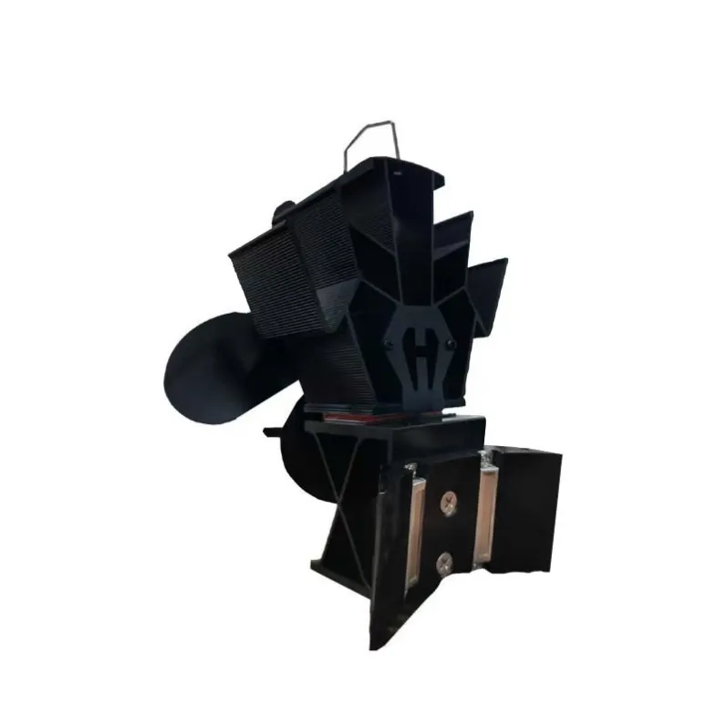 Black 4-blade heat powered wood stove fan