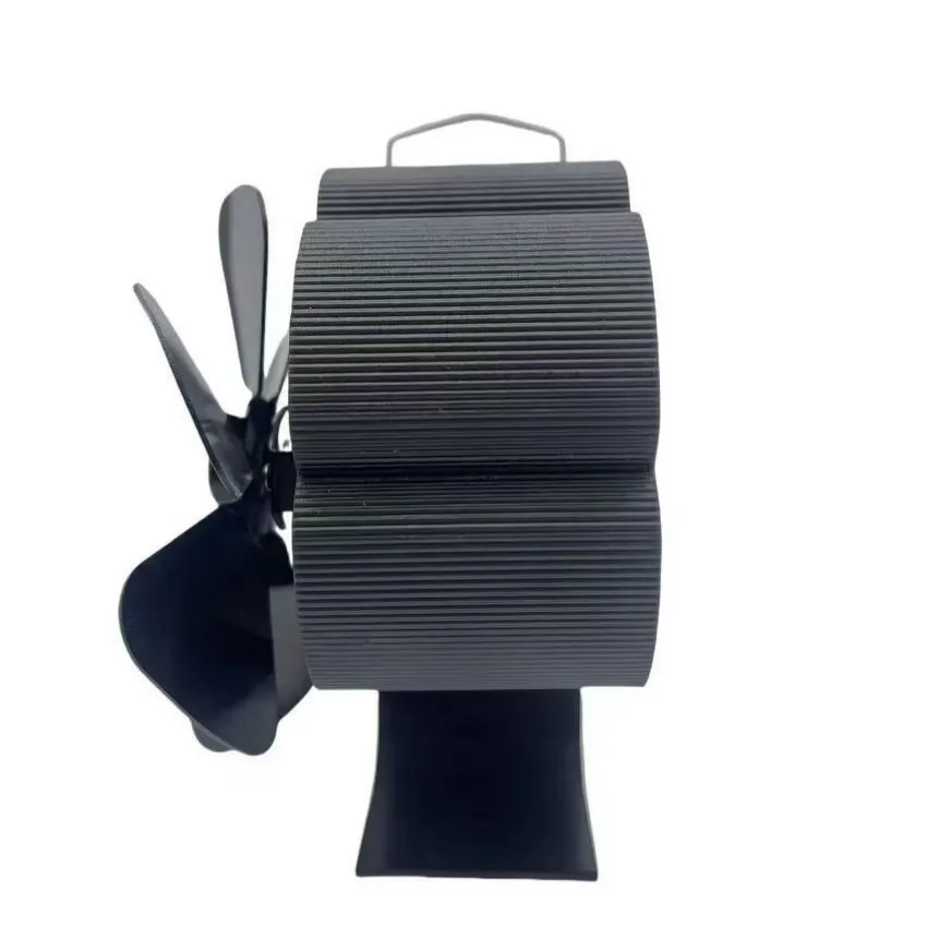 Side view of twin head heat powered stove fan (1)