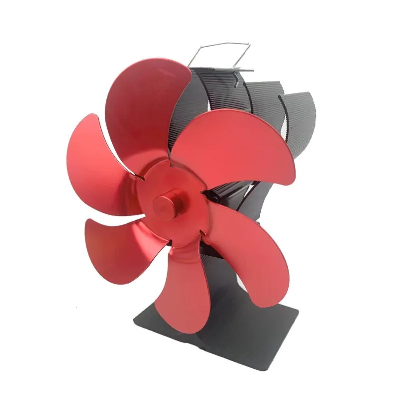 Red blade heat powered stove fan for fireplace