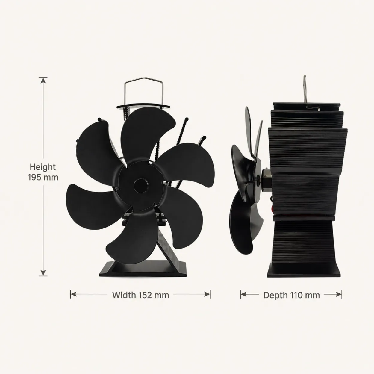 size for diamond style triangle base stove fan