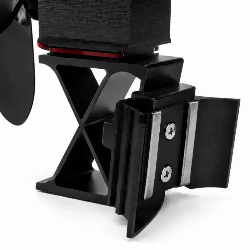 Black 4-blade heat powered wood stove fan