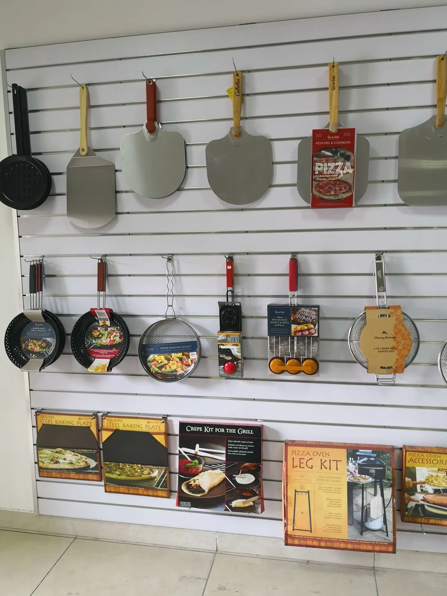 Pizza and BBQ product samples displayed in the real sample room