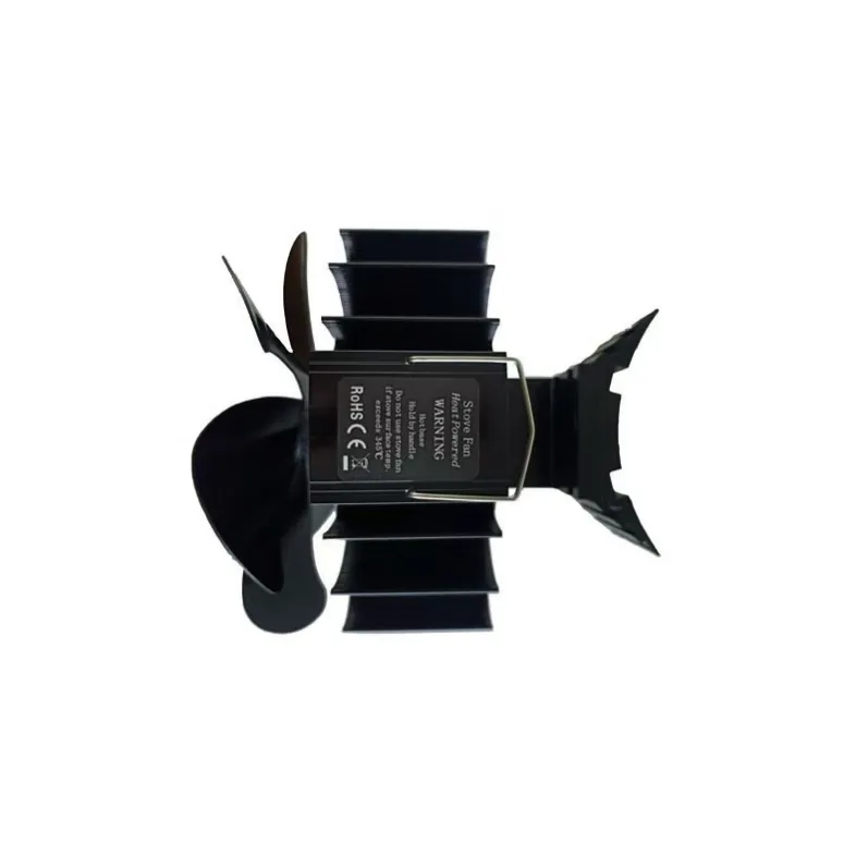 Heat powered stove fan mounted on stove pipe