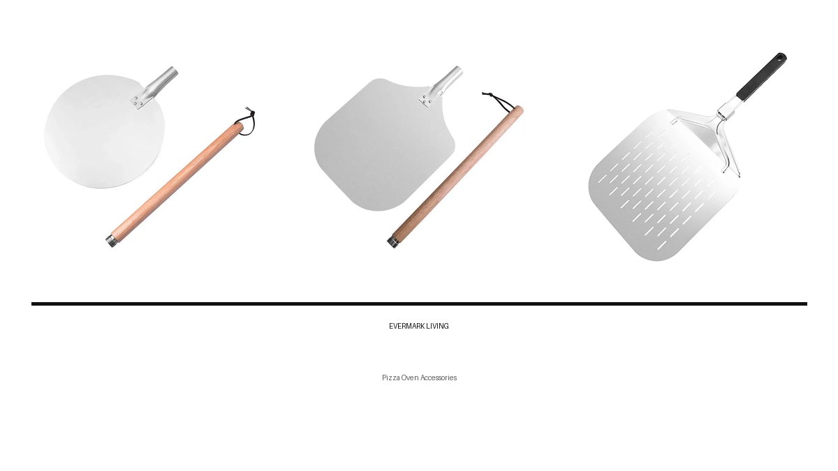 Turning peel, detachable aluminum peel and perforated peel as a pizza oven accessories program