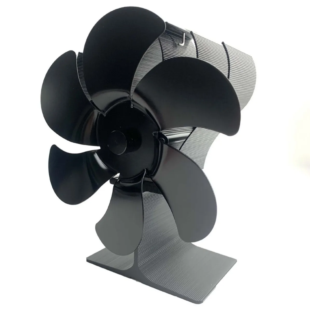 Large heat sink stove top fan side view