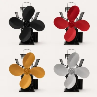 Color options for 4-blade heat powered stove fan