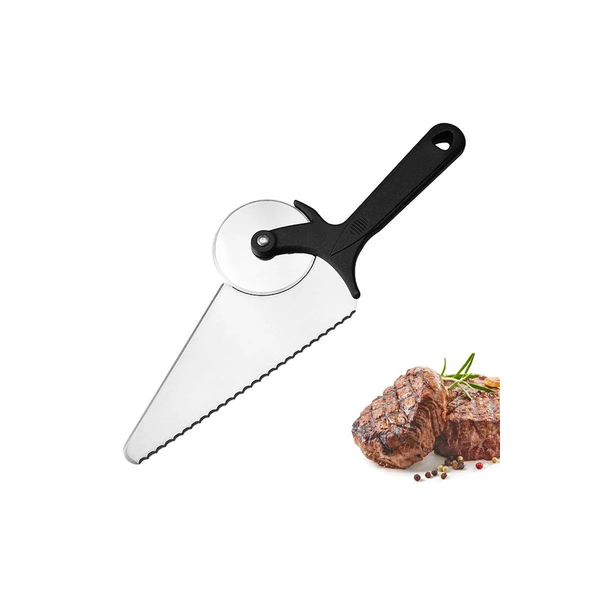Stainless steel pizza server and serving spatula