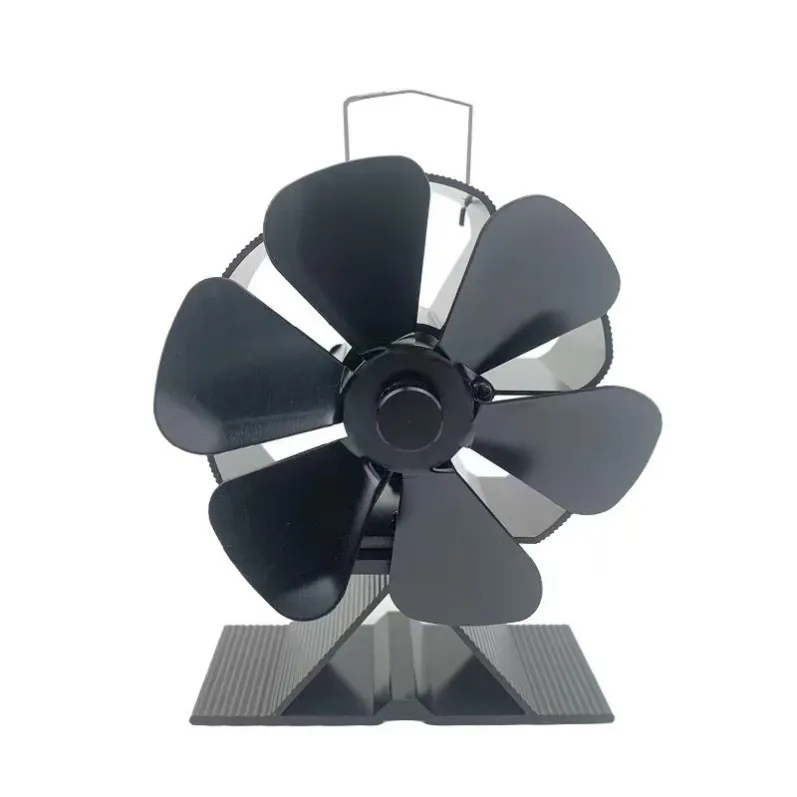 Petal style triangle base 6-blade heat powered wood stove fan (1)