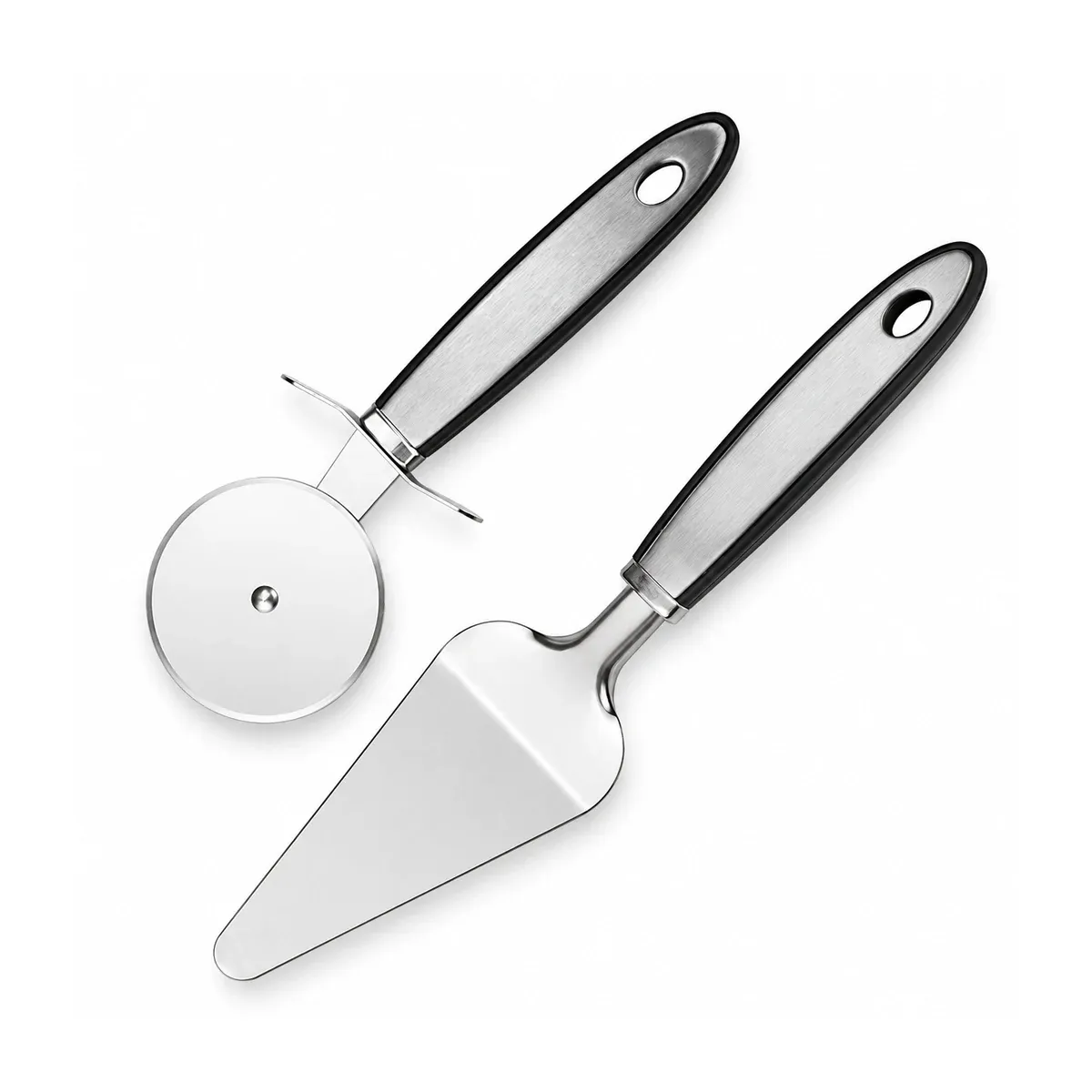 Pizza cutter wheel and server two-piece set